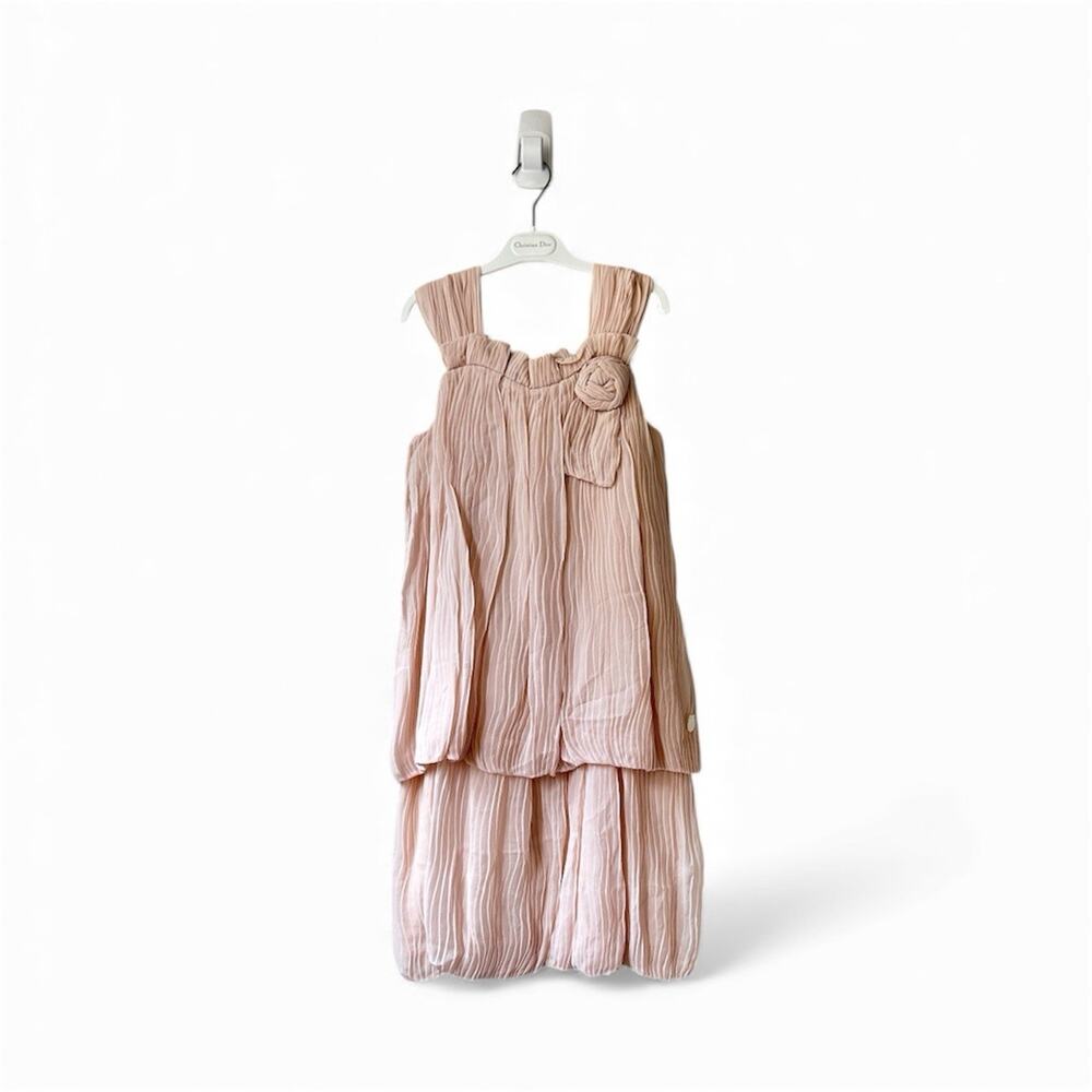 Christian Dior silk girl’s blush pink pleated Lined dress size 12 A NWT